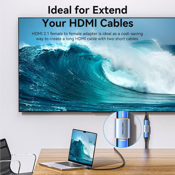 Vention Adaptador HDMI 8K AIUH0 Hembra a Hembra Azul Vention Adaptador HDMI 8K AIUH0 Hembra a Hembra Azul